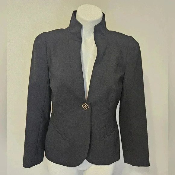 Trina Turk Blazer Black Wool Blend Size 4 - Picture 2 of 11